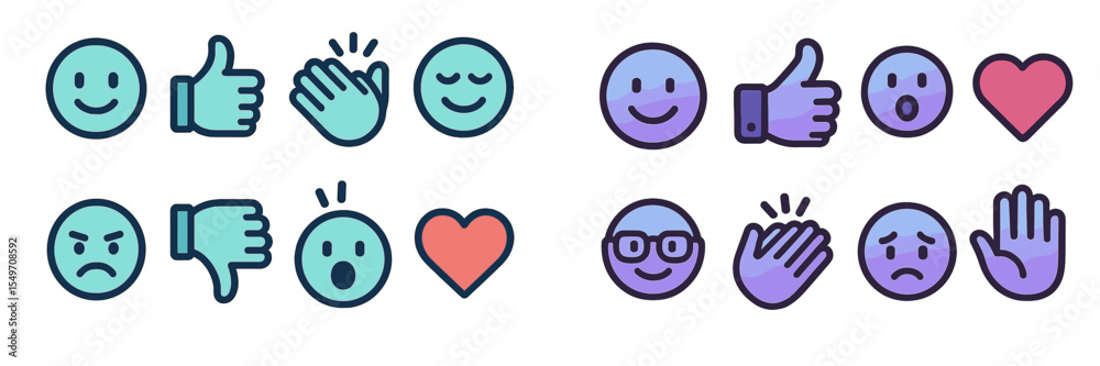 Poster Colorful collection of emoticons expressing a range of human emotions suitable for digital communication in various contexts