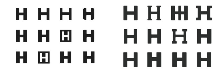 Fototapeta premium Variations of the letter H in diverse artistic styles showcasing creativity and design techniques