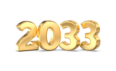 Golden Metallic 2033 Year Number