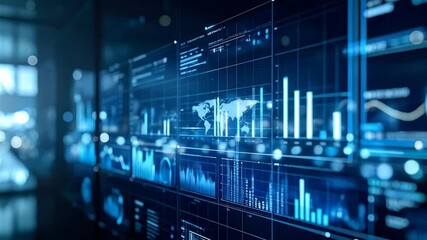 Futuristic interface screen displaying real time data analytics and visualizations - Powered by Adobe