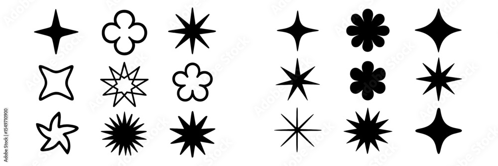 Poster Various geometric shapes and patterns in black creating a visually striking abstract design