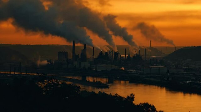 Factory Smoke and Climate Change Illustration
