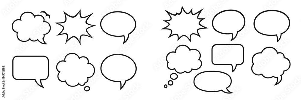 Poster Speech and thought bubbles in various shapes for creative design and communication
