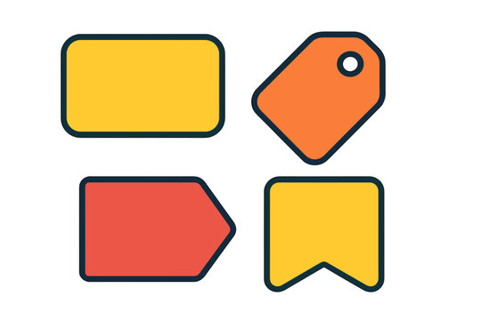 Colorful tags in various shapes and shades suitable for organizing items during arts and crafts activities