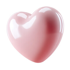 A pink heart with a glossy surface, shiny appearance, and reflections resembling glass or jelly.
