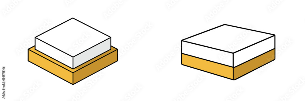 Poster Detailed depiction of two layered desserts with cream and graham cracker crust in simple geometric shapes