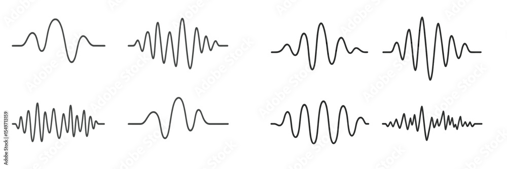 Aufkleber Wave patterns representing audio signals in a minimalist style showcasing various frequencies and amplitudes