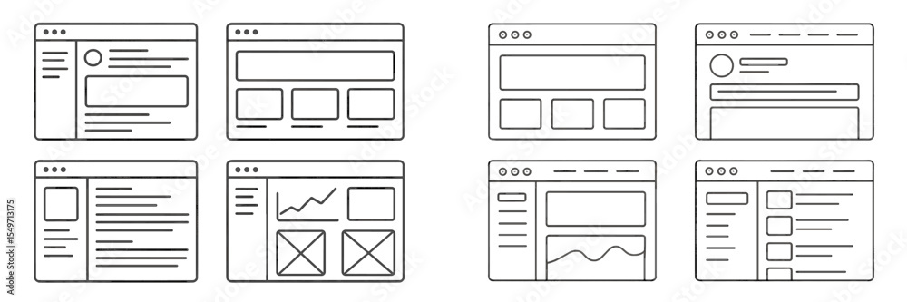 Poster Website design layout concepts for modern user interfaces showcasing wireframe examples