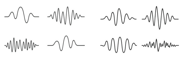 Wave patterns representing audio signals in a minimalist style showcasing various frequencies and amplitudes