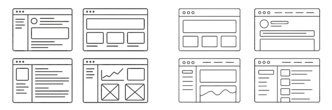 Website design layout concepts for modern user interfaces showcasing wireframe examples