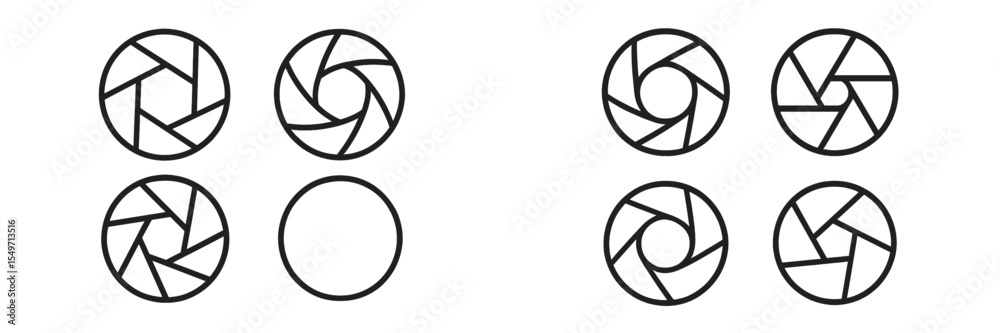 Poster Various aperture icon designs illustrating photography concepts in a simple layout