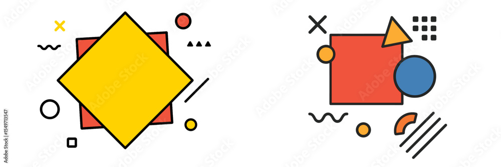 Poster Colorful geometric shapes create a modern and vibrant abstract design suitable for various applications