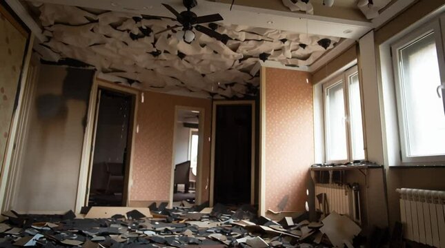 Symbolbild | Innenaufnahme einer Wohnung nach einem Geb&auml;udebrand