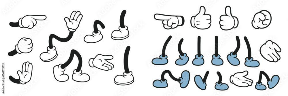 Poster Collection of cartoon hand and foot gestures showcasing various actions in a playful style for creative projects