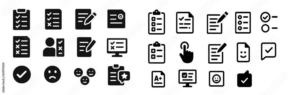 Aufkleber Icons representing various tasks and evaluations in a workspace setting
