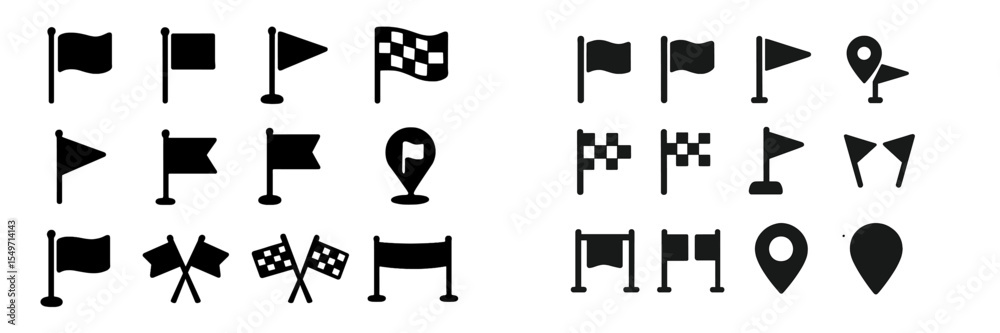 Poster Collection of various flag icons in different shapes and designs suitable for graphic applications and web development