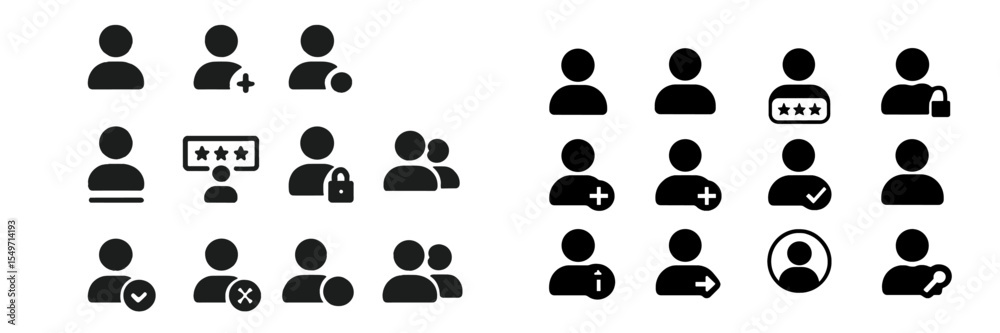 Aufkleber Various user icons illustrating actions and interactions in a digital interface for social networking or app development