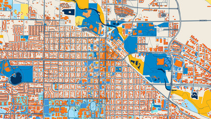 Colorful Fort Collins Street Map with Labels and Buildings