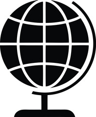 Obraz premium Black and White Globe Icon Illustration for Education Geography and Global Concepts on White Background
