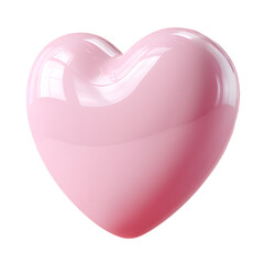 A pink heart with a glossy surface, shiny appearance, and reflections resembling glass or jelly.

