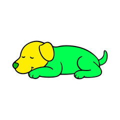 outline vector illustration of a cute dog sleeping