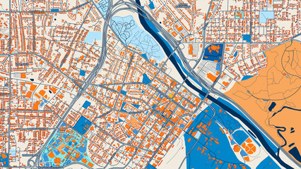 Obraz premium Colorful Macon Street Map with Labels and Buildings