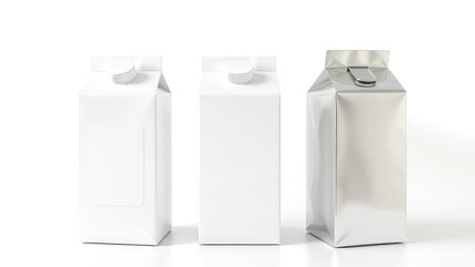 Three different blank carton mockups in a row, displayed on a plain white surface, ready for your product label.