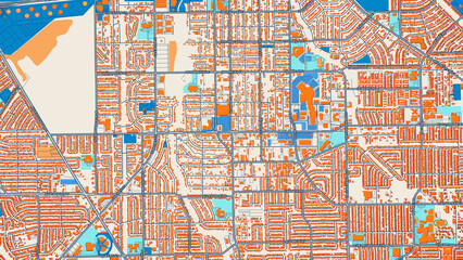 Obraz premium Colorful Pasadena Street Map with Labels and Buildings