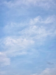 Blue sky with scattered white clouds on bright sunny day