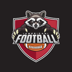american football club logo raccoon vector illustration design