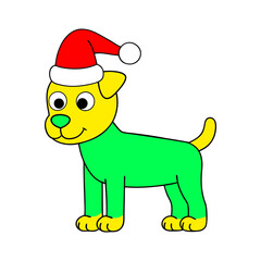 christmas dog and christmas hat clipart vector illustration