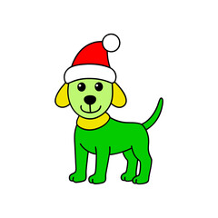 christmas dog and christmas hat clipart vector illustration