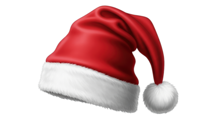 Isolated Red Santa Hat with White Fur Trim