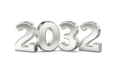 Metallic Silver 2032 Year Illustration