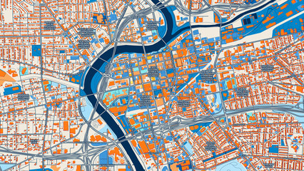 Colorful Dayton Street Map with Labels and Buildings