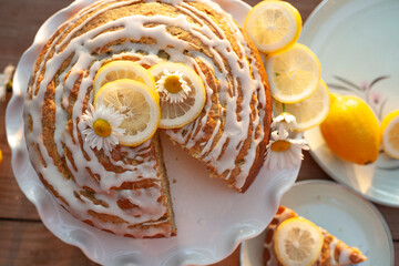 lemon poppyseed cake on a plate