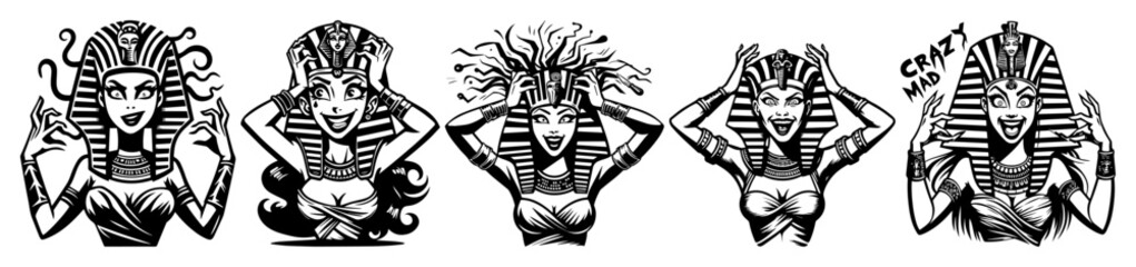 hilarious female pharaoh illustrations – cartoon egyptian queens