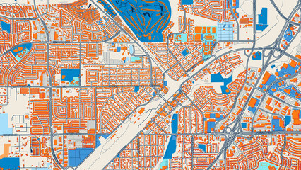 Colorful Roseville Street Map with Labels and Buildings