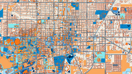 Fototapeta premium Colorful Gainesville Street Map with Labels and Buildings