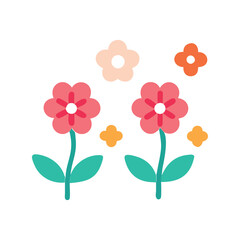 Flat minimal flowers vector illustration, simple floral design, colorful spring blooms, modern botanical art

