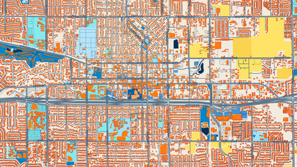 Colorful Visalia Street Map with Labels and Buildings