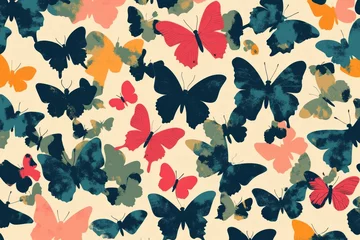Photo sur Plexiglas Seamless pattern background with colorful butterflies flying