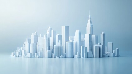 Naklejka premium Monochromatic city model, minimalist architectural scene