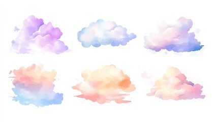 Pastel Watercolor Cloud Set