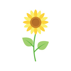 Sunflower flat minimal vector illustration, bright yellow floral icon, simple summer botanical design

