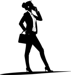 Confident Businesswoman on Phone - Corporate Communication & Professional Silhouette