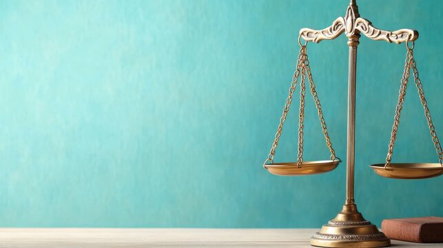 The iconic scales of justice stand under a spotlight, symbolizing balance, fairness, and law, evoking thoughts about moral values and societal principles in justice.