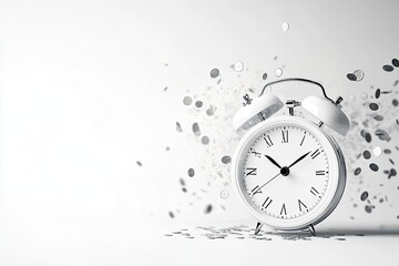 White alarm clock with confetti