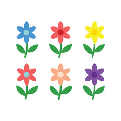 Set of flowers vector illustration, colorful floral collection, spring garden plants, decorative botanical