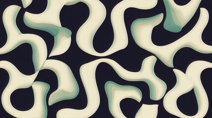 Abstract pattern featuring flowing shapes and soft curves in contrasting colors, creating a sense of movement and depth in the design